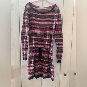 Drop waist pattern long sleeve dress
